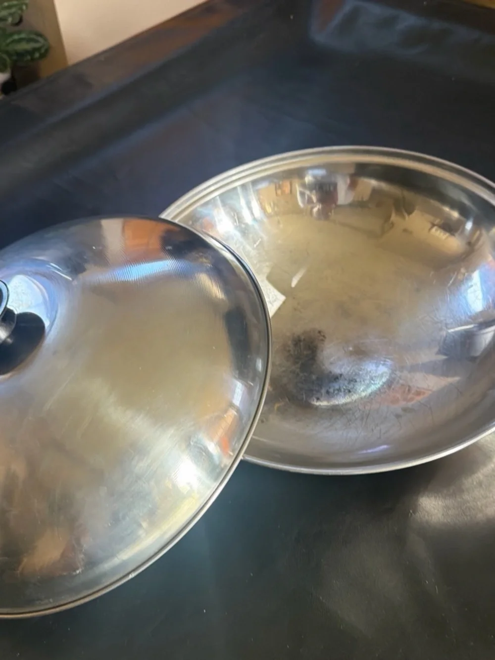 Black Wok Pan with Silver Dome Lid - Versatile Nonstick Stir-Fry Pan